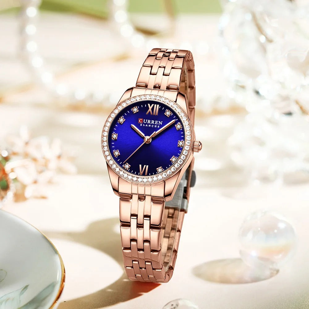 CURREN 9086 - Reloj de acero inoxidable para mujer