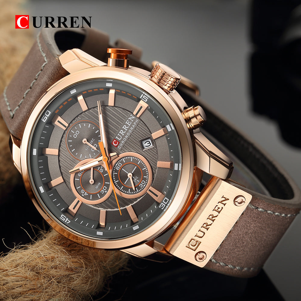 CURREN 8291 - Reloj de cuero para hombre