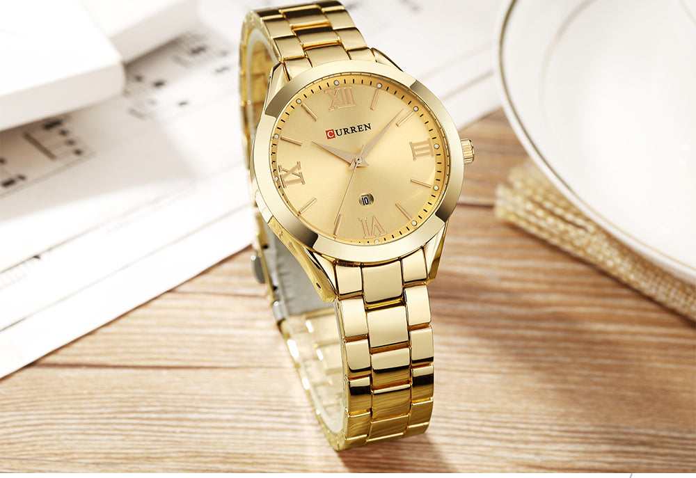 CURREN 9007 - Reloj de acero inoxidable para mujer