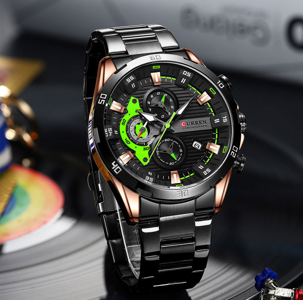 CURREN 8402 - Reloj de acero inoxidable para hombre
