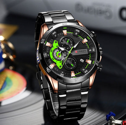 CURREN 8402 - Reloj de acero inoxidable para hombre