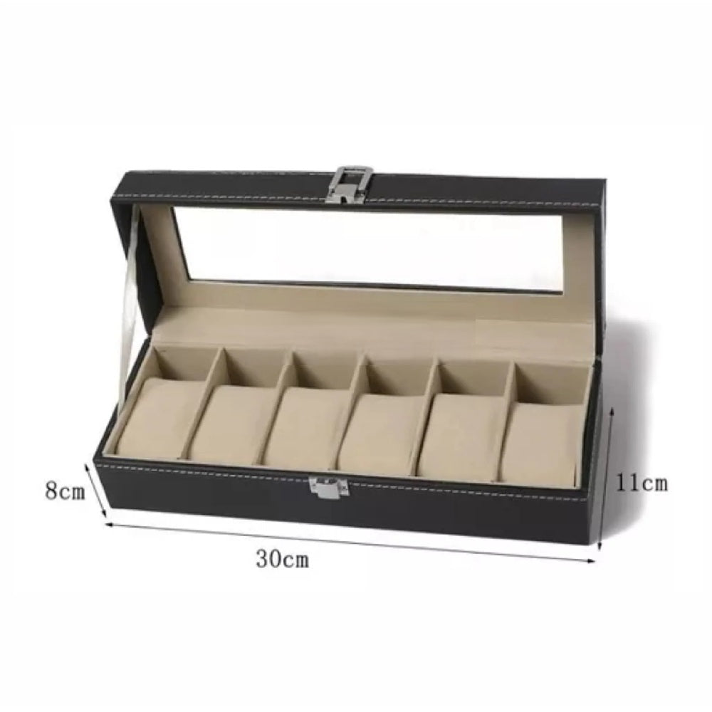 Estuche de cuero para 6 relojes