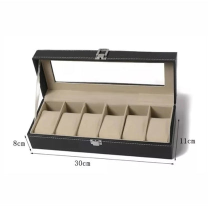 Estuche de cuero para 6 relojes