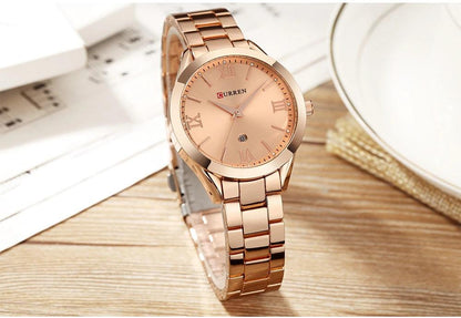 CURREN 9007 - Reloj de acero inoxidable para mujer