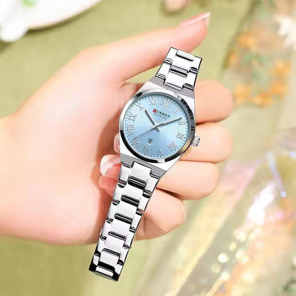 CURREN 9095 - Reloj de acero inoxidable para mujer