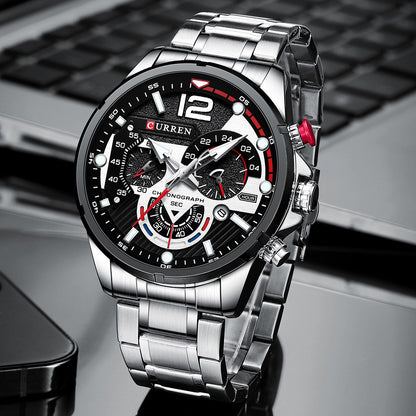 CURREN 8395 - Reloj de acero inoxidable para hombre