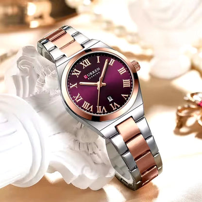 CURREN 9095 - Reloj de acero inoxidable para mujer