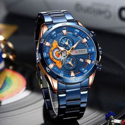 CURREN 8402 - Reloj de acero inoxidable para hombre