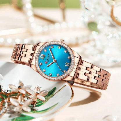 CURREN 9086 - Reloj de acero inoxidable para mujer