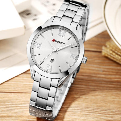 CURREN 9007 - Reloj de acero inoxidable para mujer
