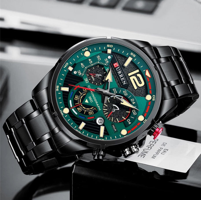 CURREN 8395 - Reloj de acero inoxidable para hombre