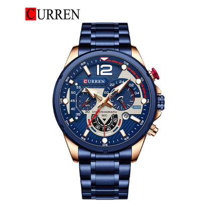 CURREN 8395 - Reloj de acero inoxidable para hombre