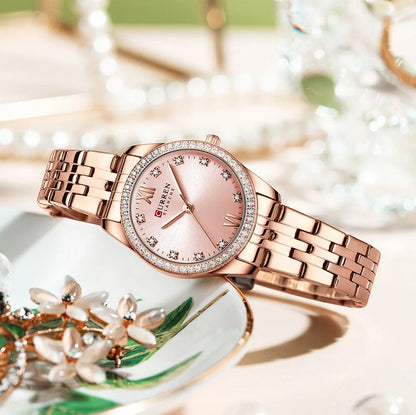 CURREN 9086 - Reloj de acero inoxidable para mujer
