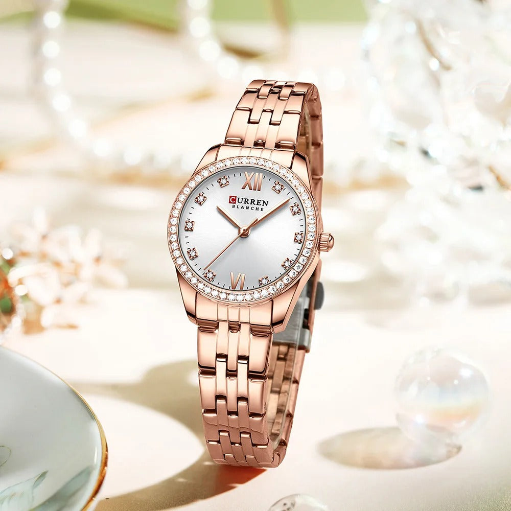 CURREN 9086 - Reloj de acero inoxidable para mujer