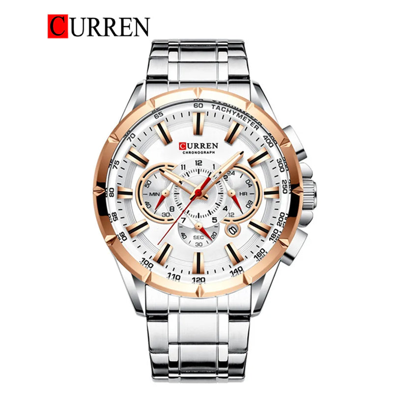 CURREN 8363 - Reloj de acero inoxidable para hombre