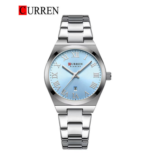 CURREN 9095 - Reloj de acero inoxidable para mujer