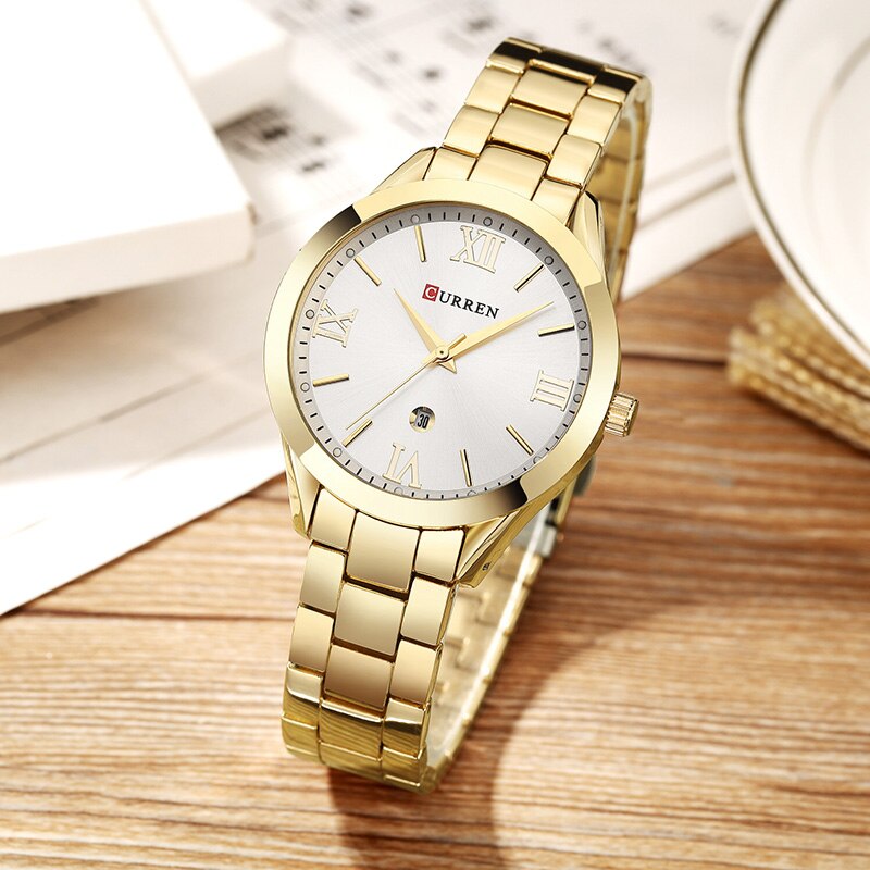 CURREN 9007 - Reloj de acero inoxidable para mujer