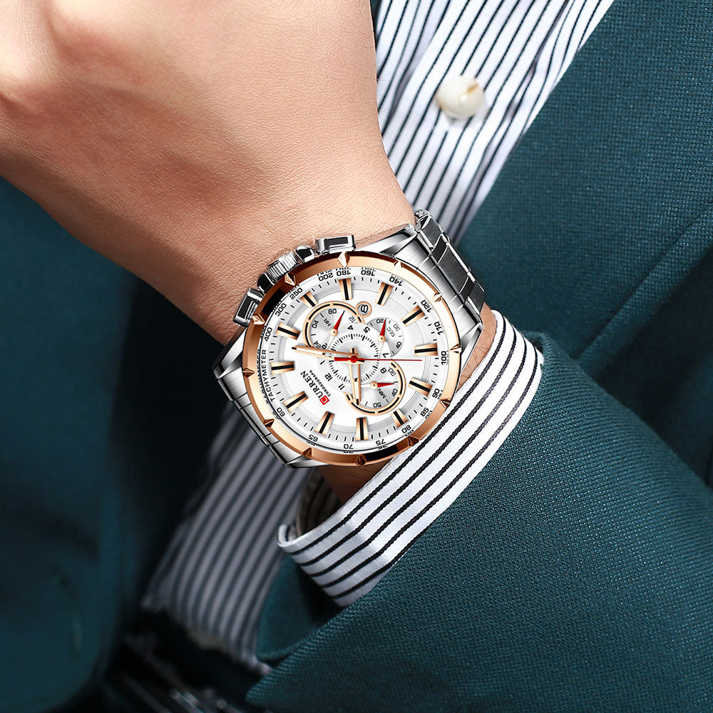 CURREN 8363 - Reloj de acero inoxidable para hombre