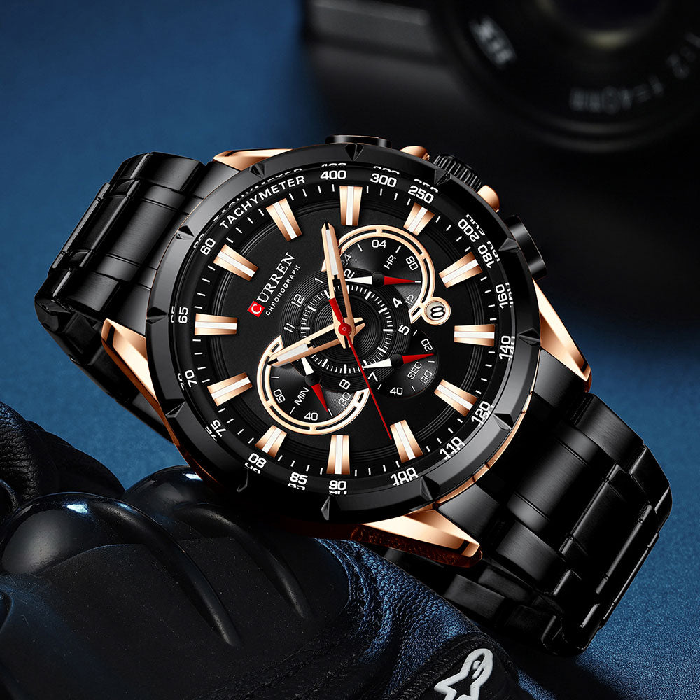CURREN 8363 - Reloj de acero inoxidable para hombre
