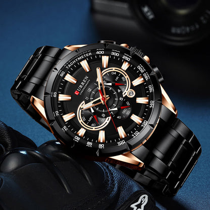 CURREN 8363 - Reloj de acero inoxidable para hombre