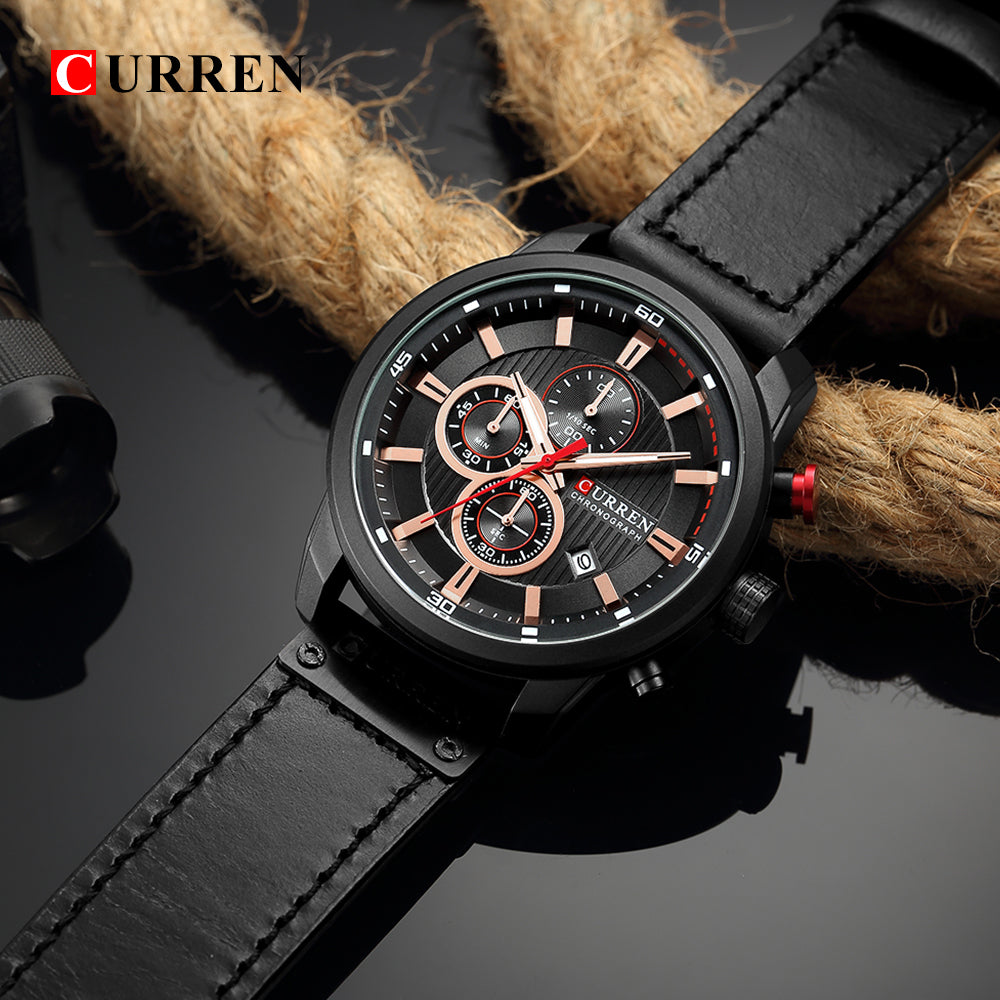CURREN 8291 - Reloj de cuero para hombre