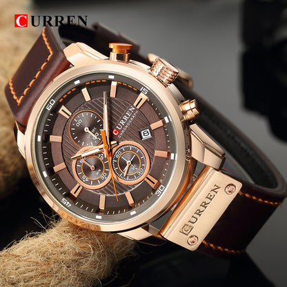 CURREN 8291 - Reloj de cuero para hombre
