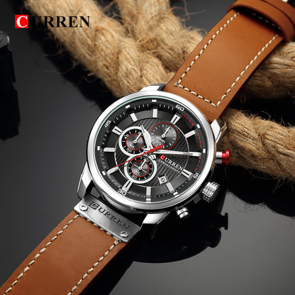 CURREN 8291 - Reloj de cuero para hombre