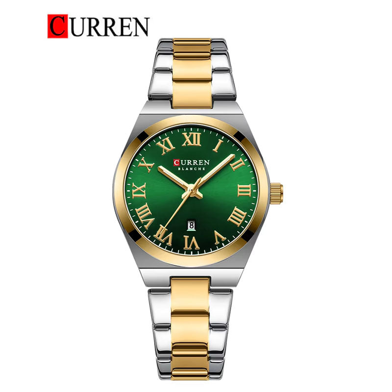 CURREN 9095 - Reloj de acero inoxidable para mujer