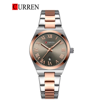 CURREN 9095 - Reloj de acero inoxidable para mujer
