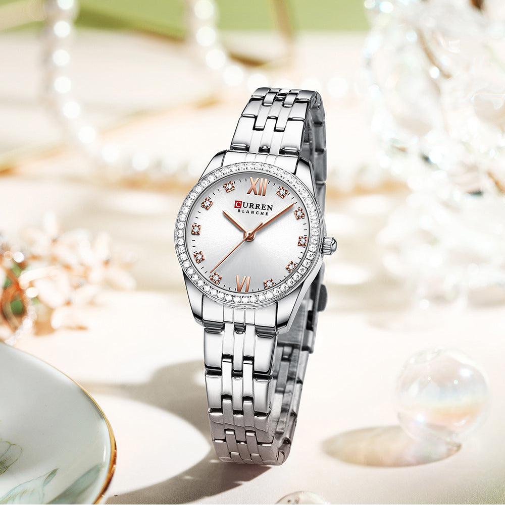 CURREN 9086 - Reloj de acero inoxidable para mujer