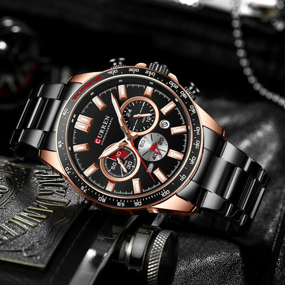 CURREN 8418 - Reloj de acero inoxidable para hombre