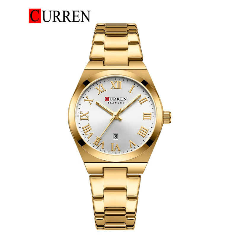CURREN 9095 - Reloj de acero inoxidable para mujer