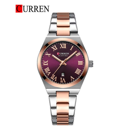 CURREN 9095 - Reloj de acero inoxidable para mujer