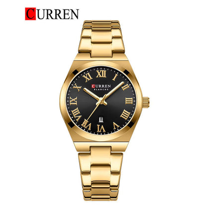CURREN 9095 - Reloj de acero inoxidable para mujer