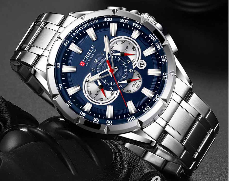 CURREN 8363 - Reloj de acero inoxidable para hombre
