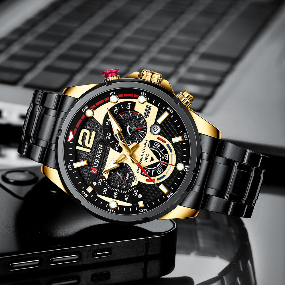 CURREN 8395 - Reloj de acero inoxidable para hombre