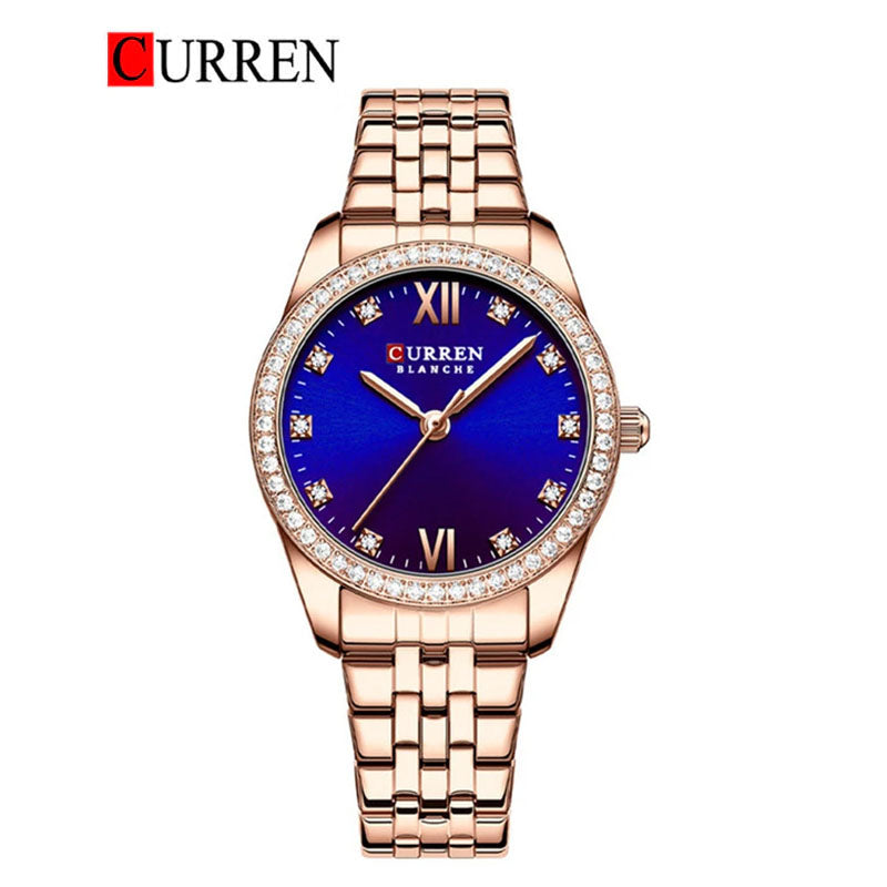 CURREN 9086 - Reloj de acero inoxidable para mujer