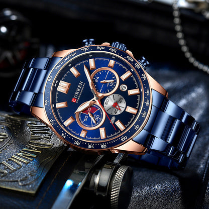 CURREN 8418 - Reloj de acero inoxidable para hombre