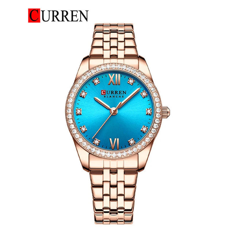 CURREN 9086 - Reloj de acero inoxidable para mujer