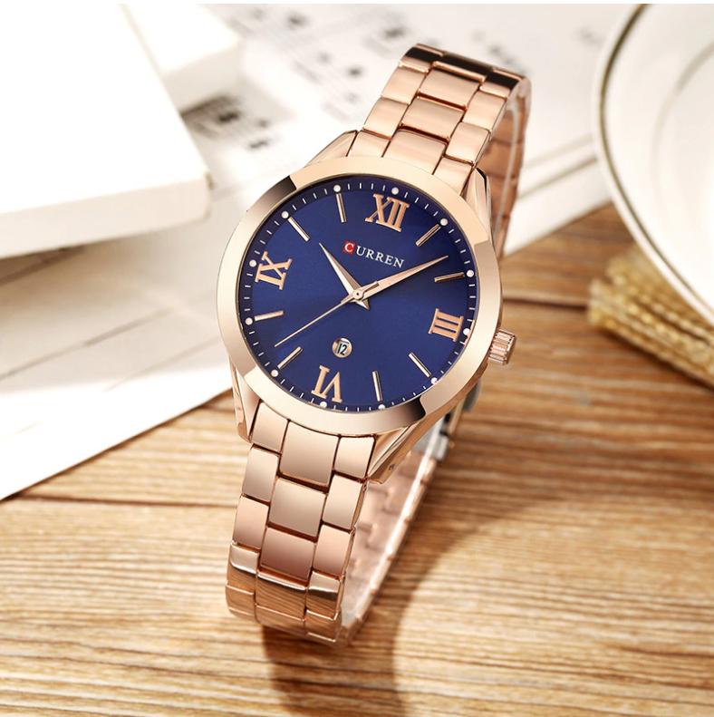 CURREN 9007 - Reloj de acero inoxidable para mujer