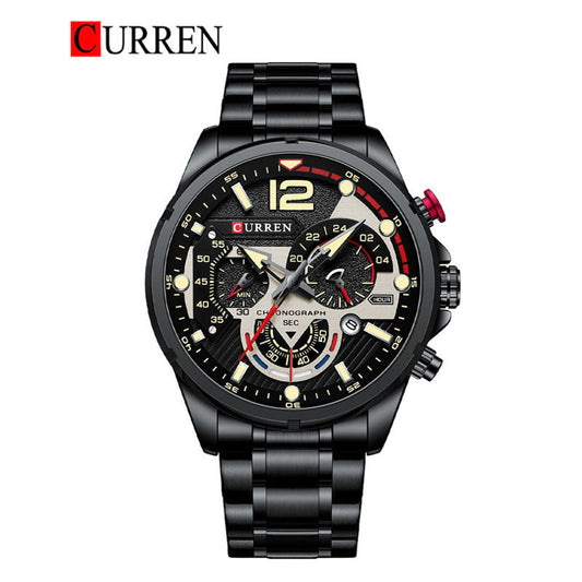 CURREN 8395 - Reloj de acero inoxidable para hombre