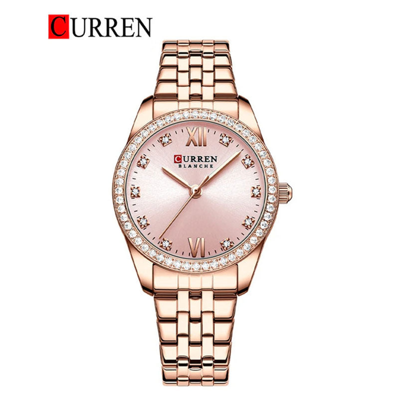 CURREN 9086 - Reloj de acero inoxidable para mujer