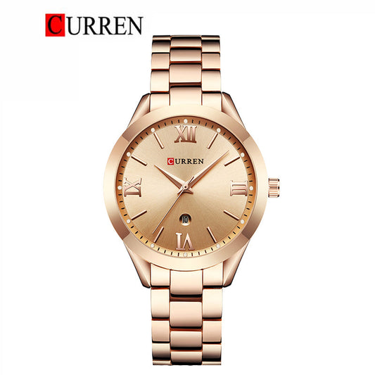 CURREN 9007 - Reloj de acero inoxidable para mujer