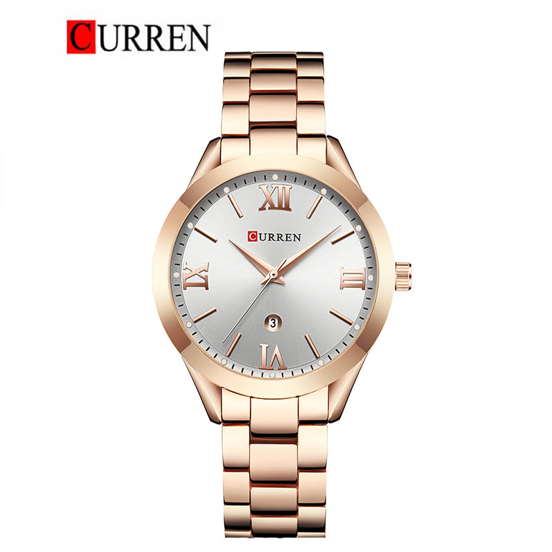 CURREN 9007 - Reloj de acero inoxidable para mujer