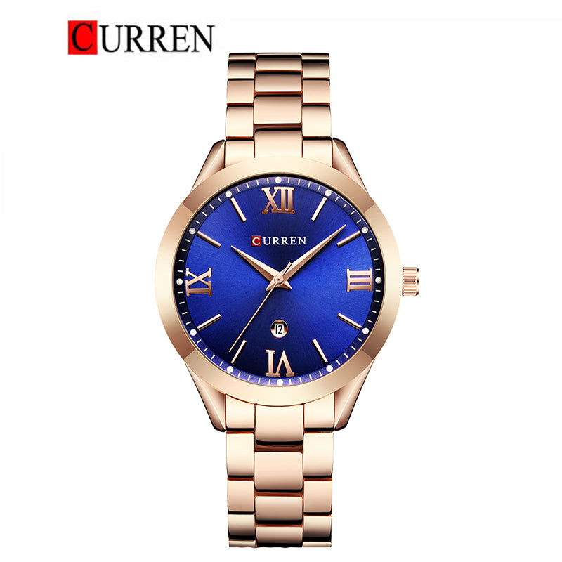 CURREN 9007 - Reloj de acero inoxidable para mujer