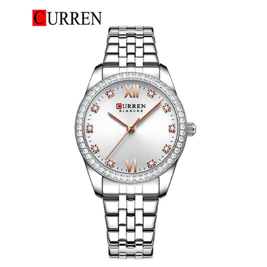 CURREN 9086 - Reloj de acero inoxidable para mujer