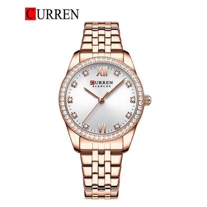 CURREN 9086 - Reloj de acero inoxidable para mujer